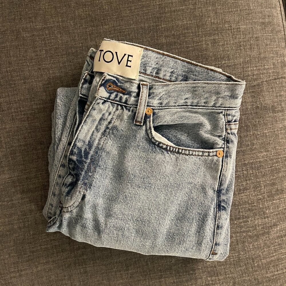 TOVE Sofie recycled mid-rise straight-leg jeans, Size 27